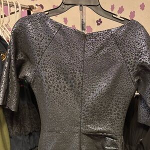 Lela Rose Metallic Gray Midi Dress